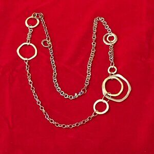 Premier Designs Silvertone and Gold Tone Necklace with Circular Hoop Accents